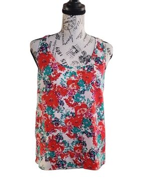 Ambiance Apparel Vibrant Abstract Floral Tank Top, Size Small